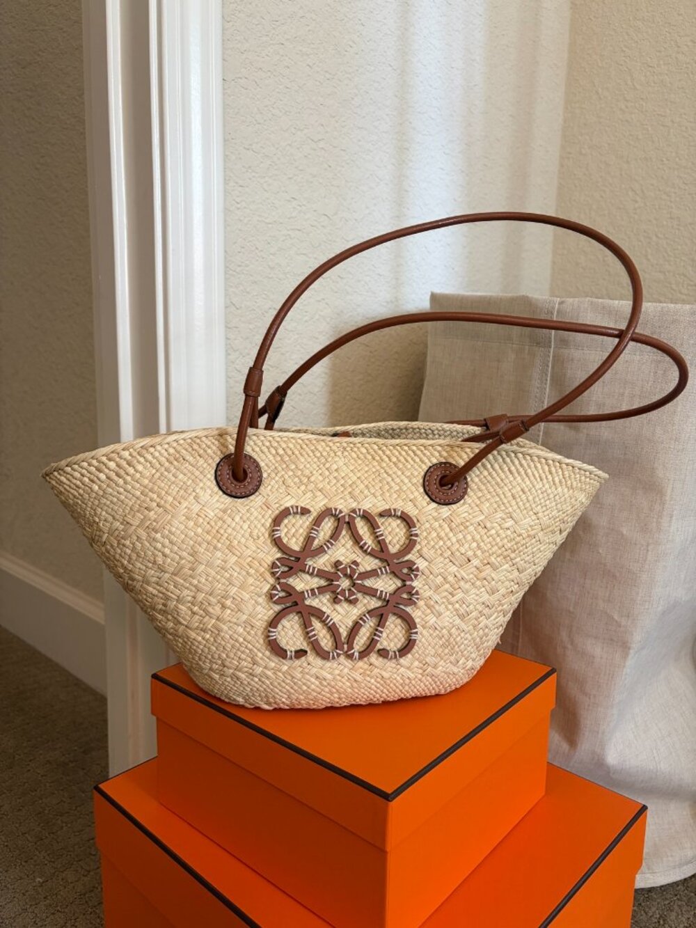 Loewe Anagram Basket Bag Small Natural Tan Iraca Palm